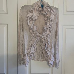 Cream ruffle front cardigan
